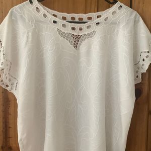 M.P.H. White Embroidered Top